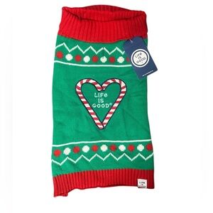 Life Is Good Festive Christmas Dog Sweater Size Large
